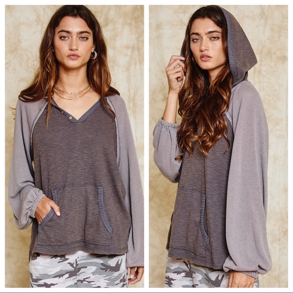 ShopEvelynne Tops - #19 Stylish Fabulous Stone Washed Ribbed Hoodie